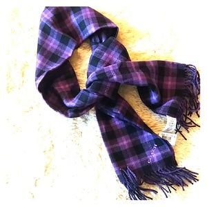 Coach logo plaid pashmina purple and black